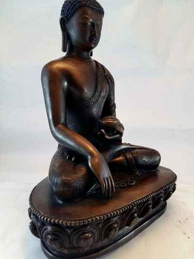 Shakyamuni Buddha Statue- Oxidized With Whole Body Carving