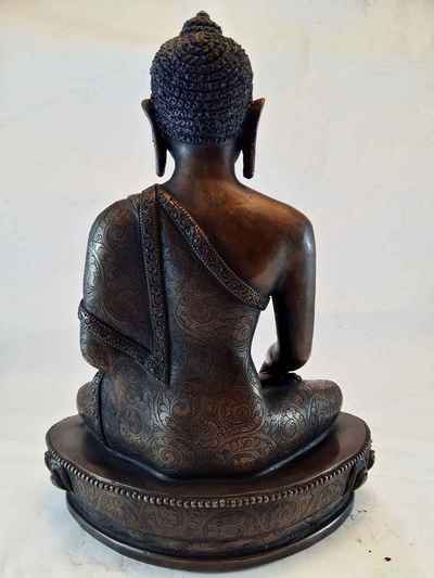Shakyamuni Buddha Statue- Oxidized With Whole Body Carving