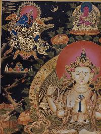 Buddhist Handmade Thangka Of Chenrezig, [real Gold, Hand Painted], Real Gold