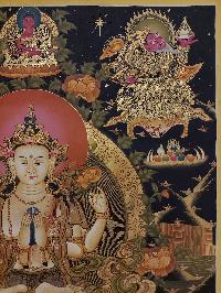 Buddhist Handmade Thangka Of Chenrezig, [real Gold, Hand Painted], Real Gold
