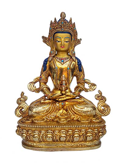 Aparimita, Buddhist Handmade Statue, [face Painted], [gold Plated], Amitayus, Chepame