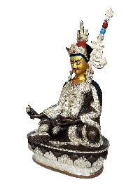 [padmasambhava] Buddhist Handmade Statue, [silver And Chocolate Oxidized], Wtih [face Painted]