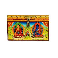 Buddhist Wooden Box With [shakyamuni And Medicine Buddha], Tibetan Style With Traditional Colors