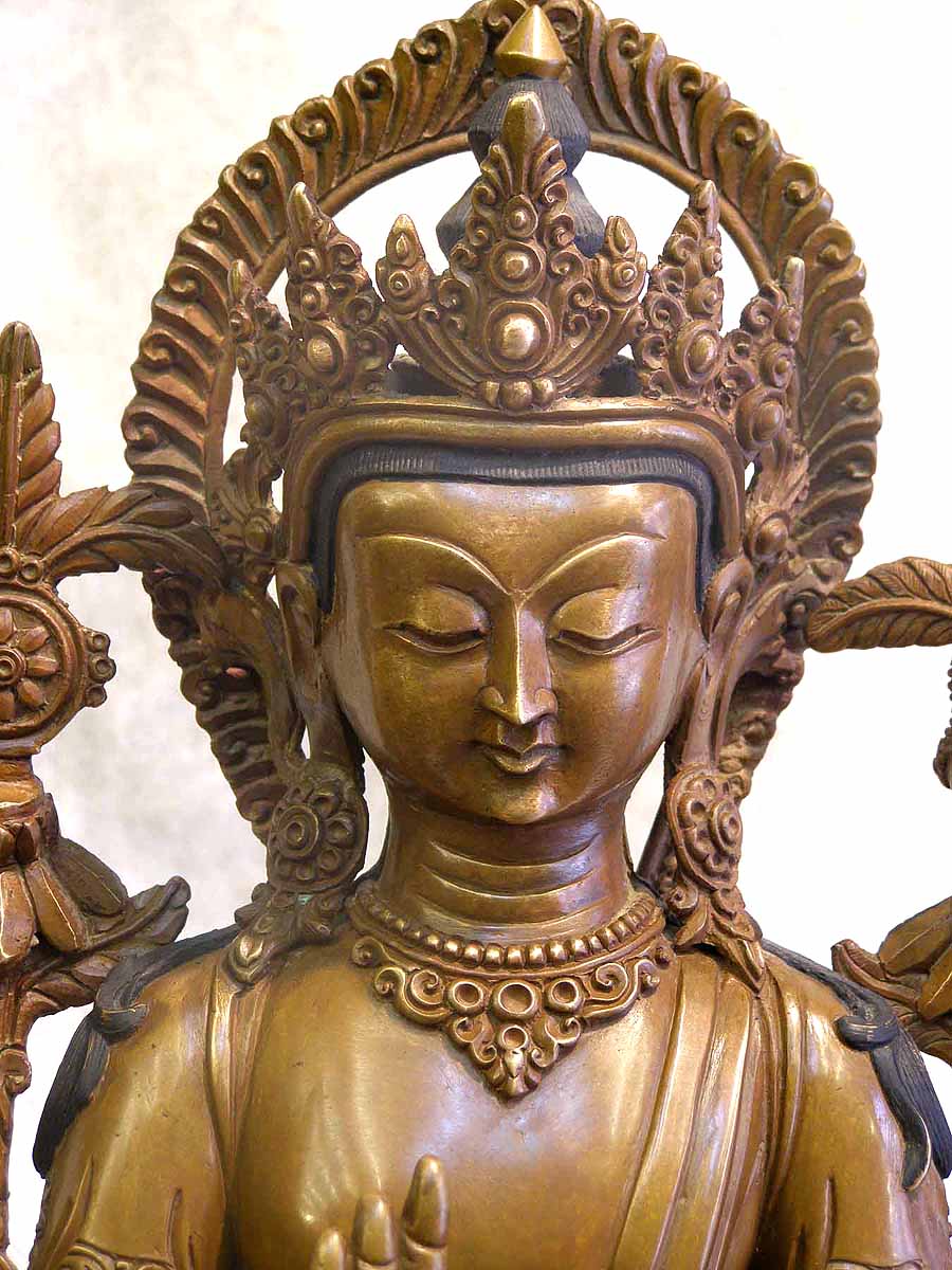 Maitreya Buddha Statue, chocolate Oxidized, old Post, remakable