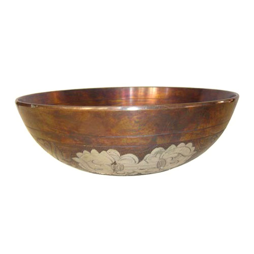 Carved - Flat Double Dorje Carved Copper Oxidized Singing Bowl