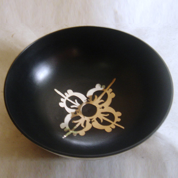 Glossy - Flat Double Dorje Design Black Colored Singing Bowl