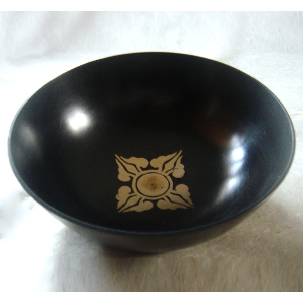 Glossy - Flat Double Dorje Design Black Color Singing Bowl