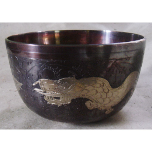 Carved - Deep Dragon Design Oxidized Singing Bowl