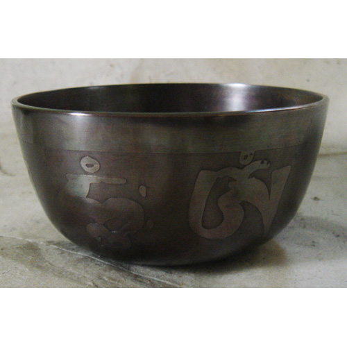 Carved - Deeop Om Mani Padme Hum Design Oxidized Singing Bowl