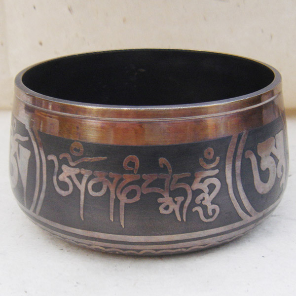 Etching - Japanes Om Mani Padme Hum Design Oxidized Singing Bowl