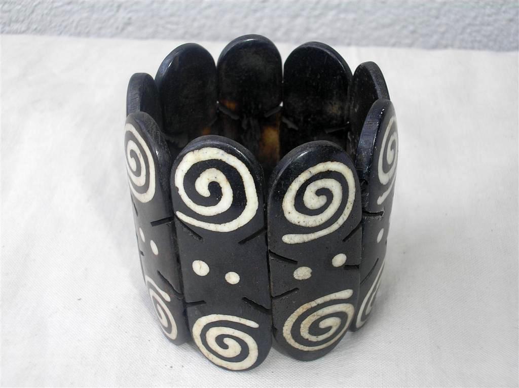 Spiral Design Yak Bone Bracelet, Handmade In Nepal