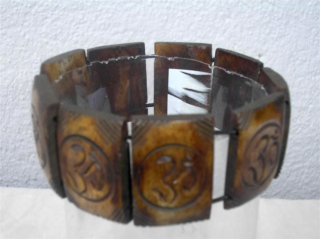 Om Design Yak Bone Bracelet, Handmade In Nepal