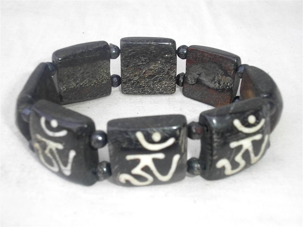 Om Design Yak Bone Bracelet, Handmade In Nepal