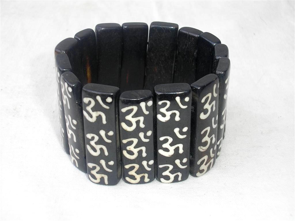 Om Mani Padme Hom Yak Bone Bracelet, Handmade In Nepal
