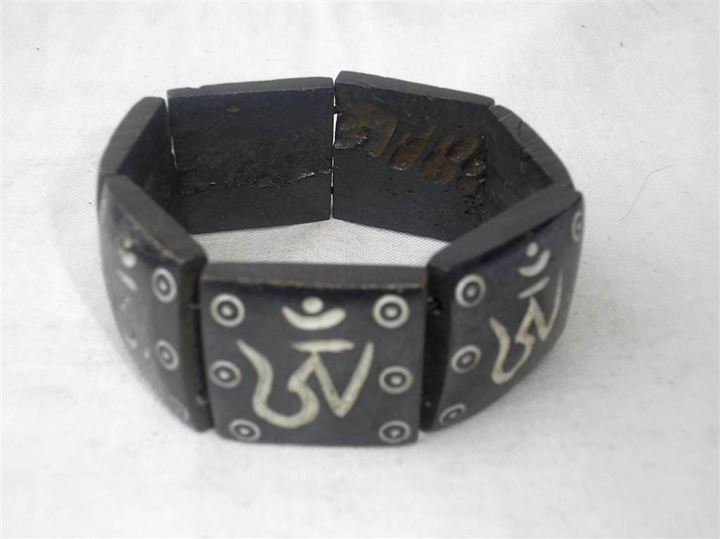 Om Design Yak Bone Bracelet, Handmade In Nepal