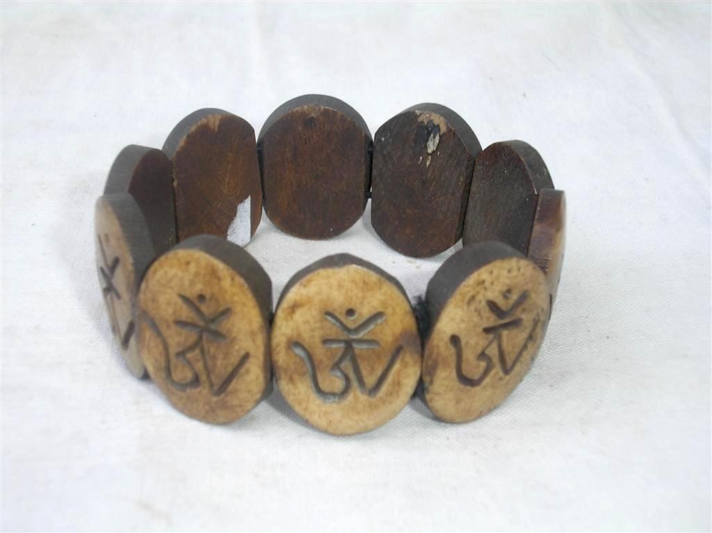 Om Design Yak Bone Bracelet, Handmade In Nepal