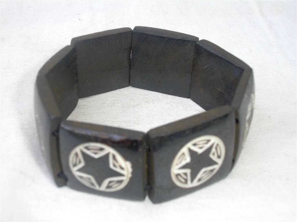 Star Mandala Design Yak Bone Bracelet, Handmade In Nepal