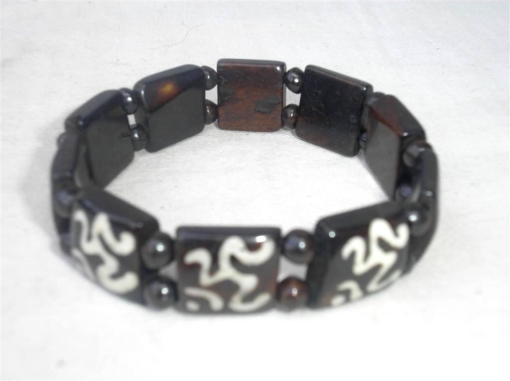 Om Design Yak Bone Bracelet, Handmade In Nepal