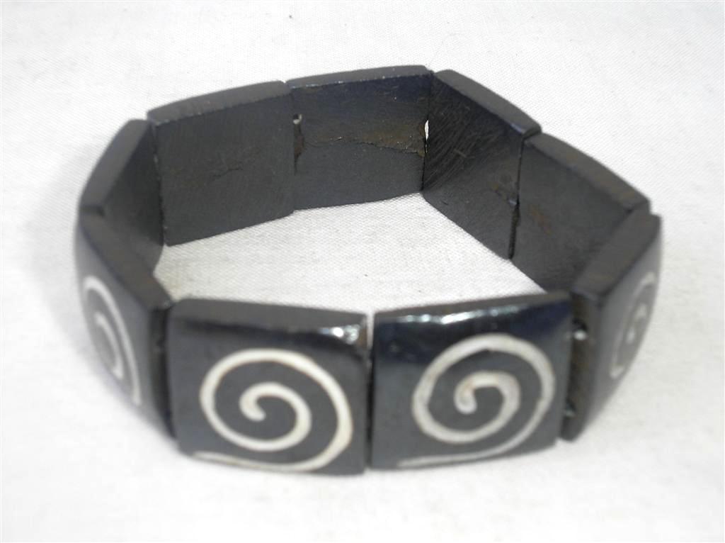 Spiral Design Yak Bone Bracelet, Handmade In Nepal