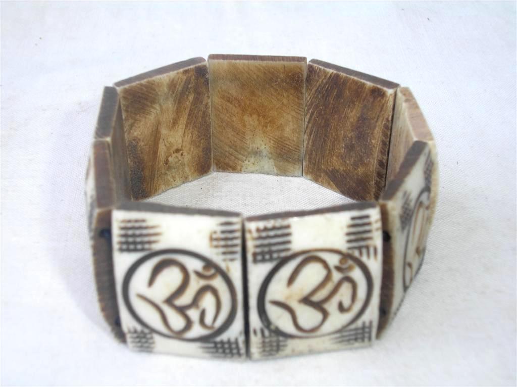 Om Design Yak Bone Bracelet, Handmade In Nepal