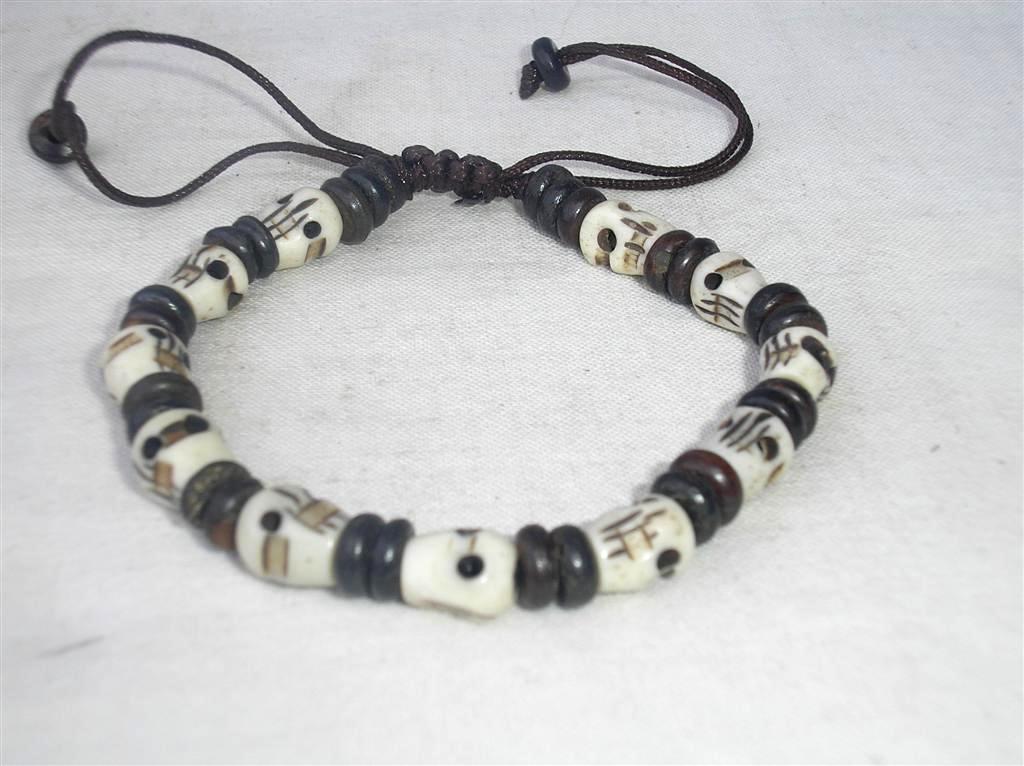 Skull Design Yak Bone Bracelet, Handmade In Nepal
