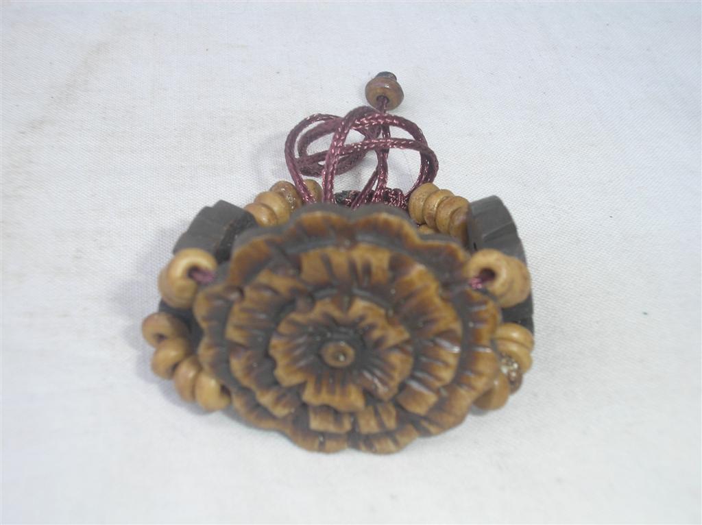 Flower Design Yak Bone Bracelet, Handmade In Nepal