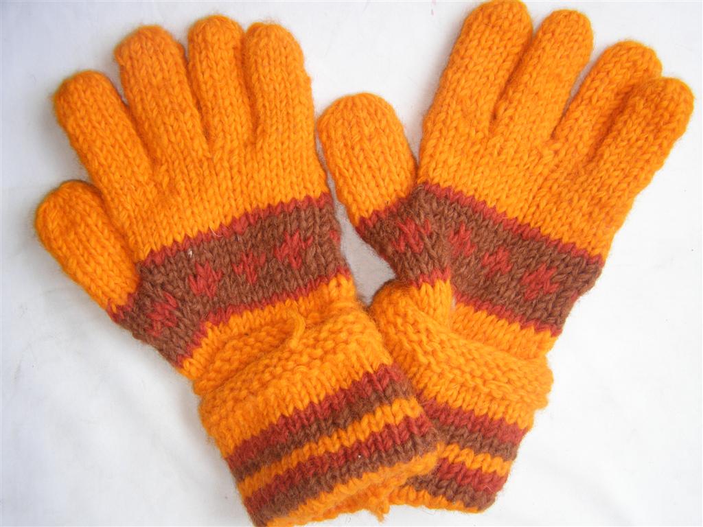 Woolen Gloves pair, hand Knitted, fleece Lining