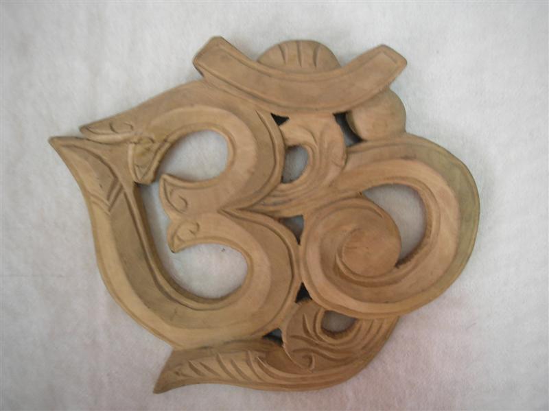 Wooden Hand Carved Om, <span Style=