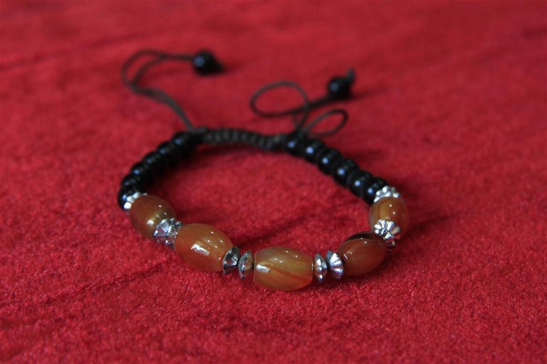 Imitation Stone Yak Bone Bracelet, Handmade In Nepal
