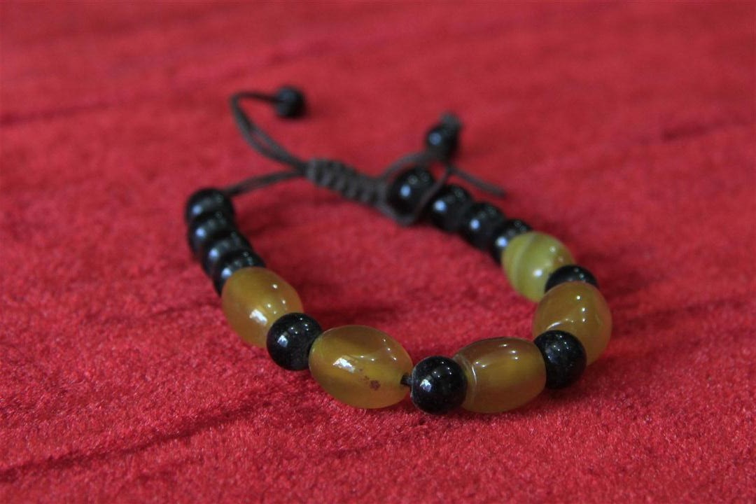 Imitation Stone Yak Bone Bracelet, Handmade In Nepal