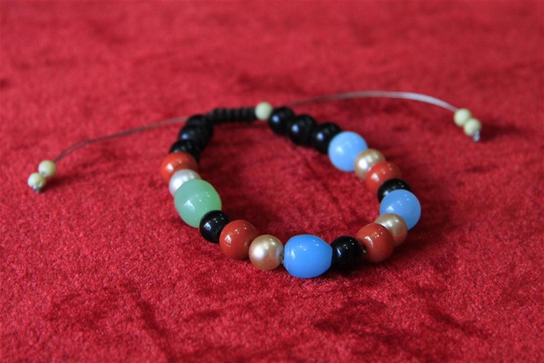 Muliti Imitation Stone Yak Bone Bracelet, Handmade In Nepal
