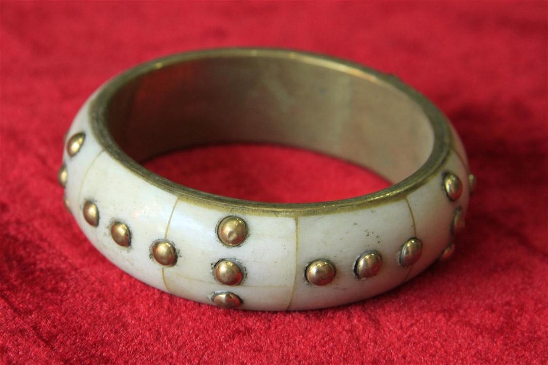 Yak Bone Yak Bone Bracelet, Handmade In Nepal Brass Ring