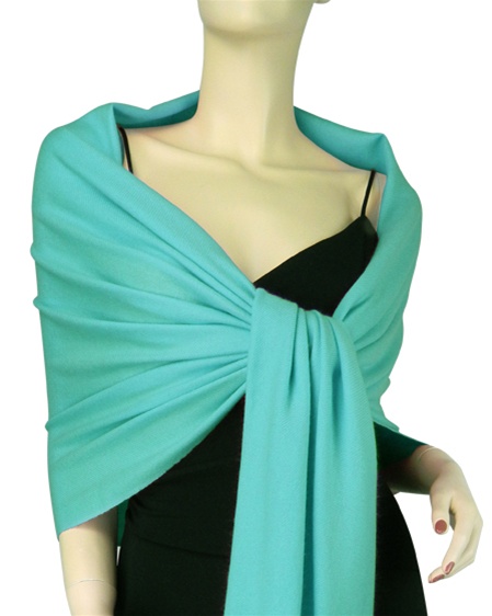 Silk Mix Pashmina, 70 Percent Pashmina, 30 Percent Silk, Old Style, Aquamarine 2