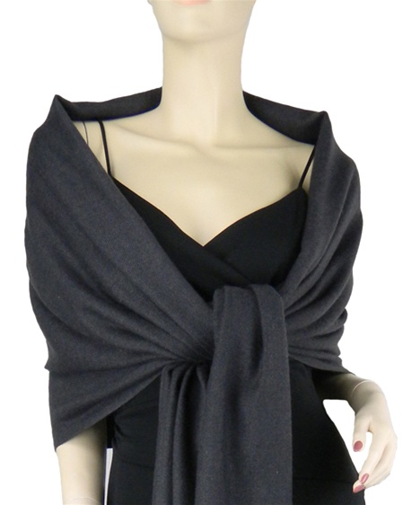 Silk Mix Pashmina, 70 Percent Pashmina, 30 Percent Silk, Old Style, Charcoal 2