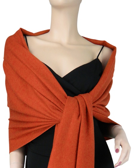 Silk Mix Pashmina, 70 Percent Pashmina, 30 Percent Silk, Old Style, Earth Red