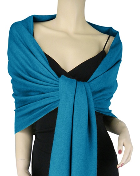 Silk Mix Pashmina, 70 Percent Pashmina, 30 Percent Silk, Old Style, Moroccan Blue
