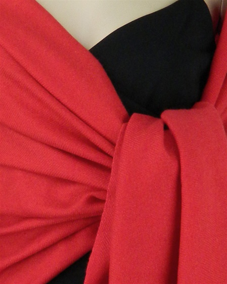 Silk Mix Pashmina, 70 Percent Pashmina, 30 Percent Silk, Old Style, Red