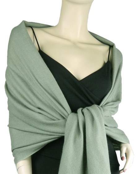 Silk Mix Pashmina, 70 Percent Pashmina, 30 Percent Silk, Old Style, Sage Green 2 2
