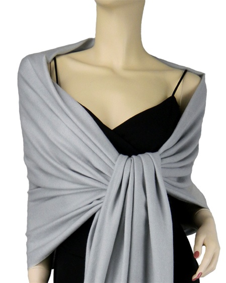 Silk Mix Pashmina, 70 Percent Pashmina, 30 Percent Silk, Old Style, Silver Grey 2 2