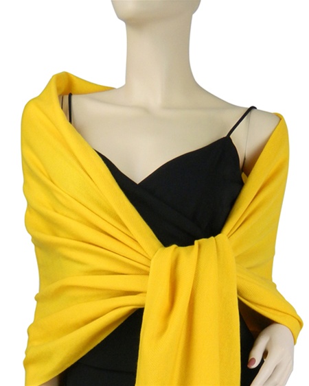 Silk Mix Pashmina, 70 Percent Pashmina, 30 Percent Silk, Old Style, Yellow 3 Ply 2