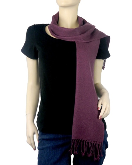 Pashmina Muffler, Nepali Pashmina Scraf, Four-ply Wool, Boysenberry