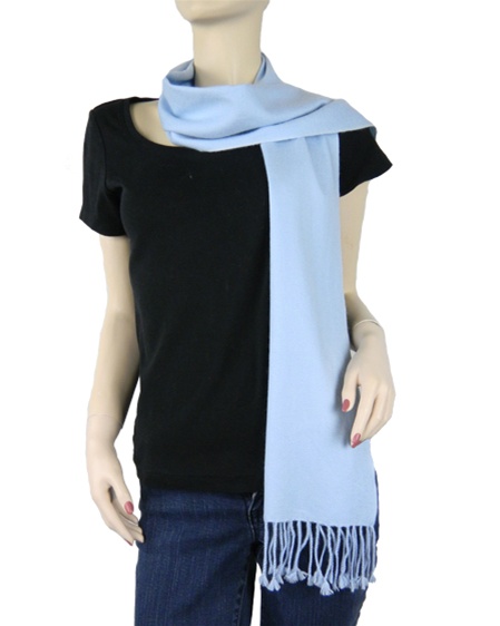 Pashmina Muffler, Nepali Pashmina Scraf, Four-ply Wool, Light Blue
