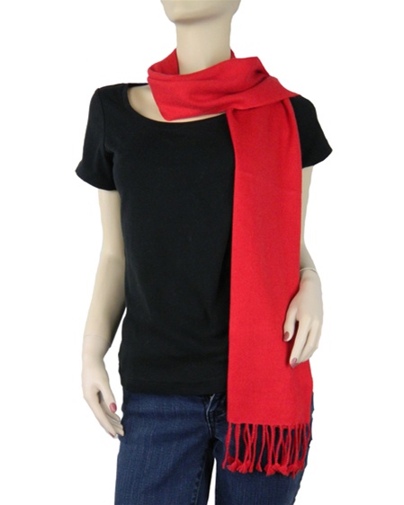 Pashmina Muffler, Nepali Pashmina Scraf, Four-ply Wool, Red