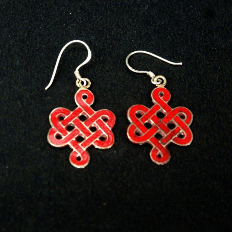 Coral Endless Knot Earring