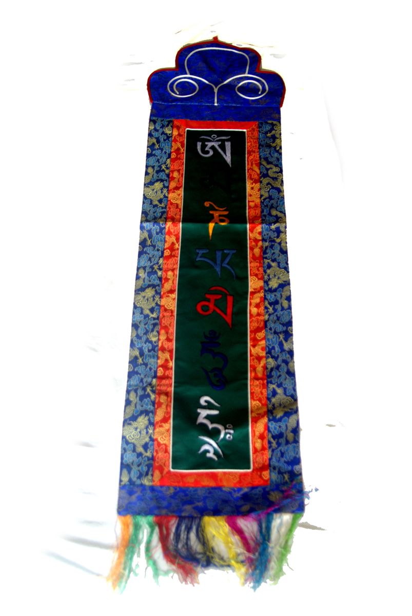 Om Mani Padme Hum Vertical Embroidery Thangka