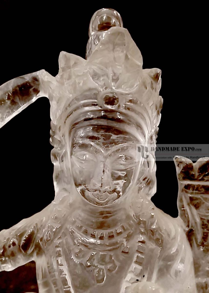 Clear Crystal Manujshree Statue