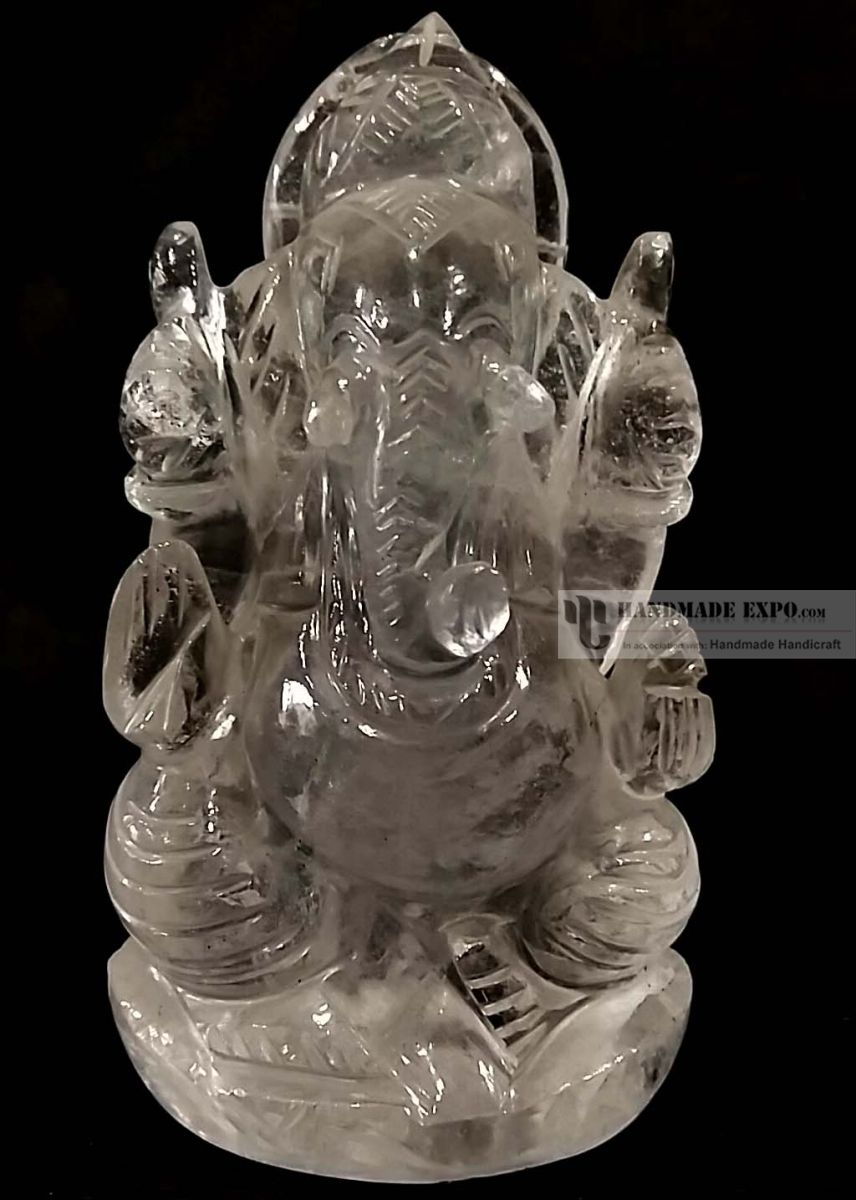 Medium Clear Crystal Ganesh Statue