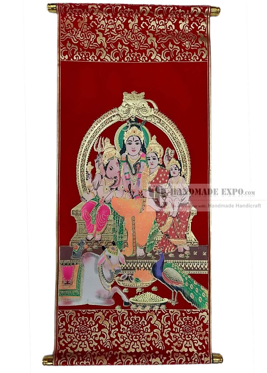 Shiva Family Embossed Screen Print