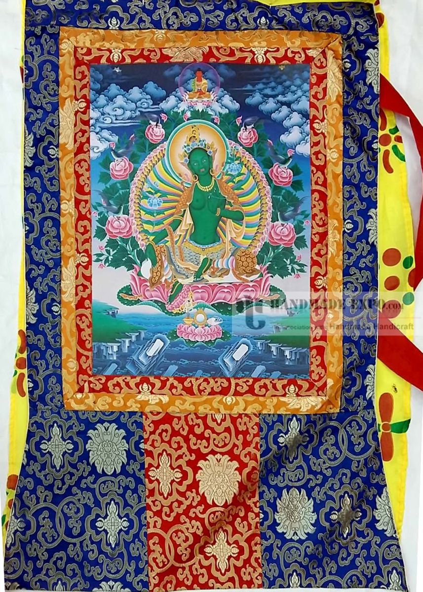 Green Tara Printed Thangka <span Style=
