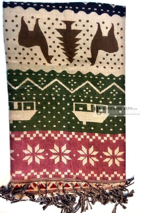 Dhaka Shawl, Multicolor Durable Acrylic Shawl <span Style=